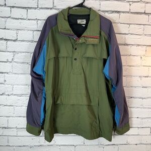 Sport Designs 1980s/1990s Vintage Green Purple Anorak Windbreaker Jacket Large